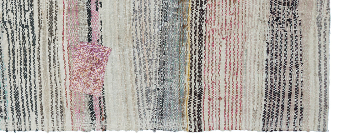 Cretan Beige Striped Wool Hand Woven Carpet 123 x 305
