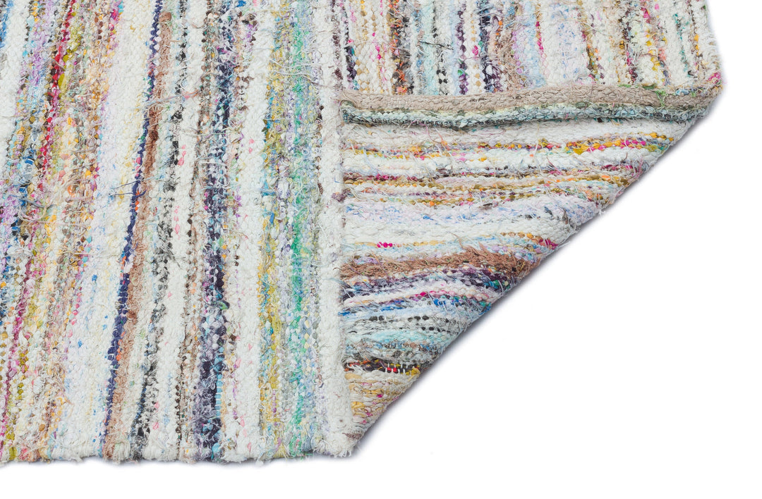 Cretan Beige Striped Wool Hand-Woven Carpet 186 x 250