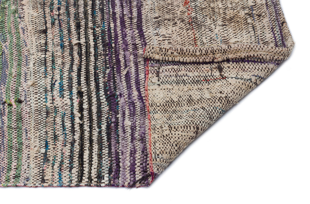 Cretan Brown Striped Wool Hand-Woven Carpet 121 x 320