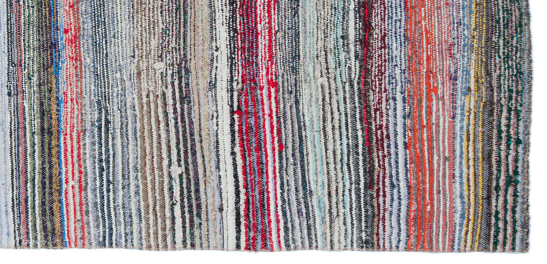 Cretan Beige Striped Wool Hand-Woven Carpet 137 x 292
