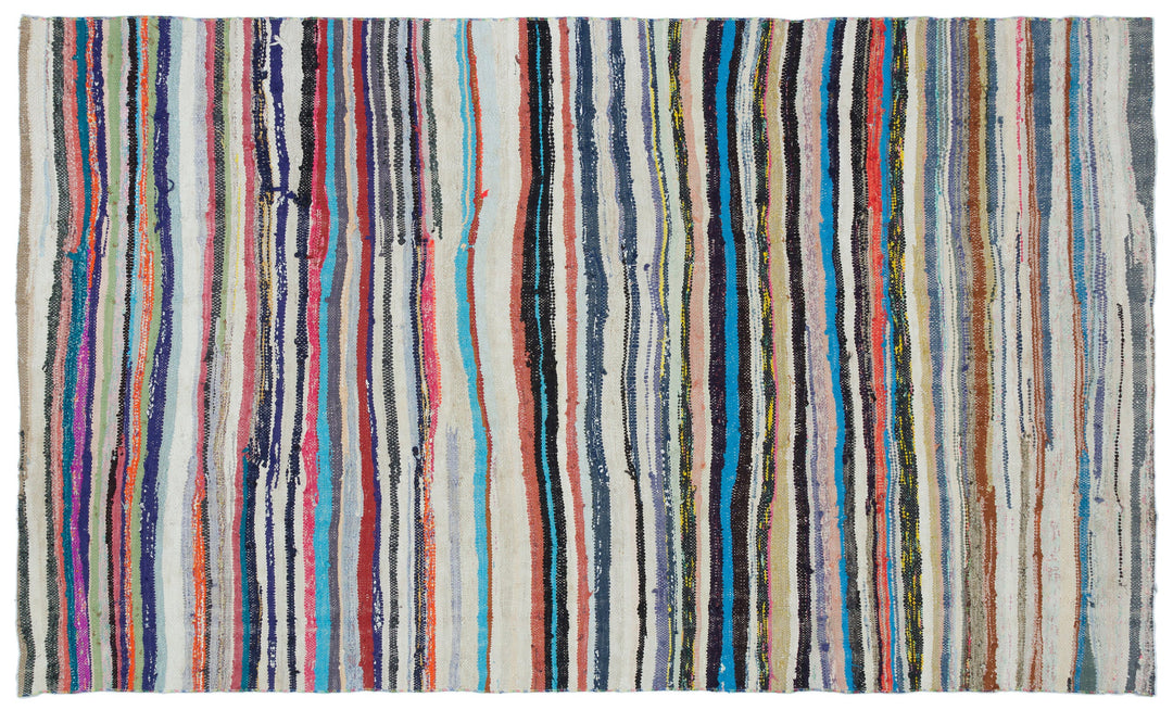 Cretan Beige Striped Wool Hand-Woven Carpet 166 x 278