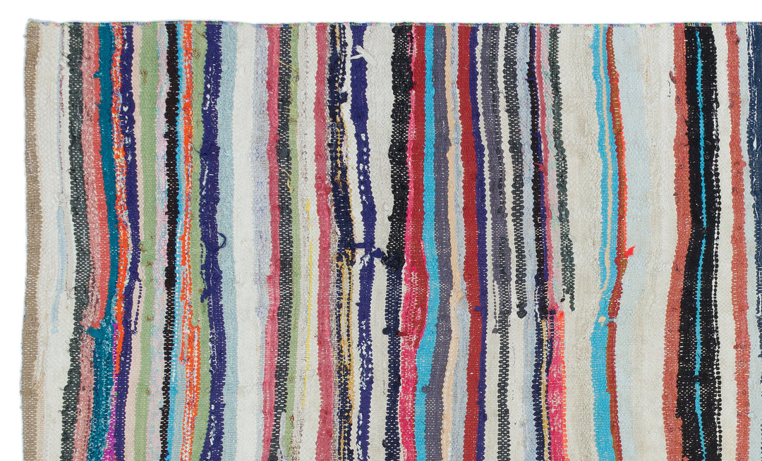 Cretan Beige Striped Wool Hand-Woven Carpet 166 x 278