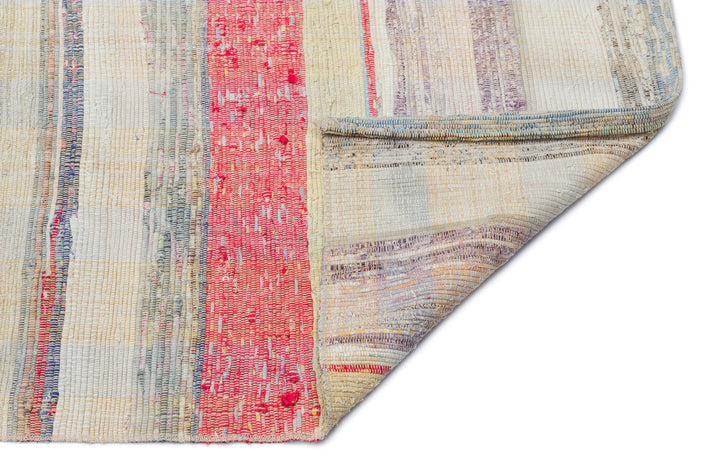 Cretan Beige Striped Wool Hand-Woven Carpet 142 x 291