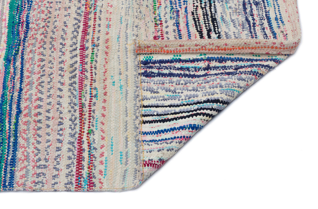 Cretan Beige Striped Wool Hand-Woven Carpet 145 x 328