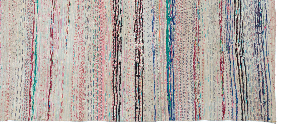 Cretan Beige Striped Wool Hand-Woven Carpet 145 x 328