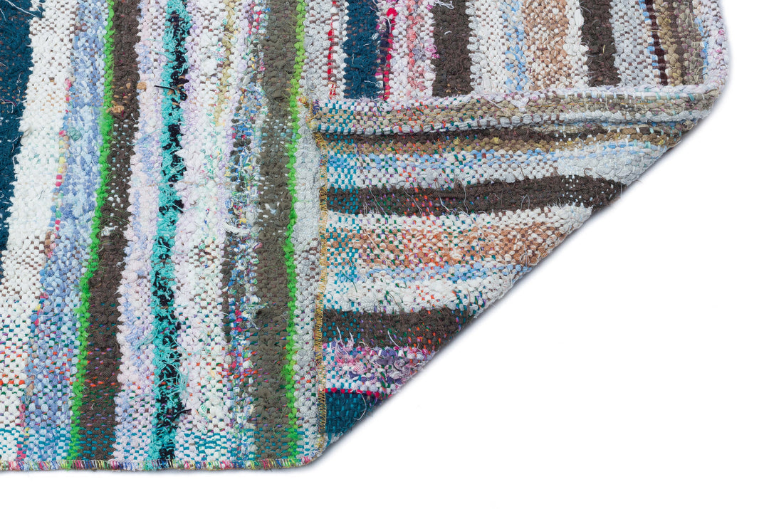 Cretan Beige Striped Wool Hand-Woven Carpet 148 x 263