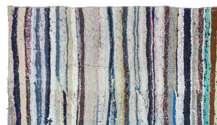 Cretan Beige Striped Wool Hand-Woven Carpet 148 x 263