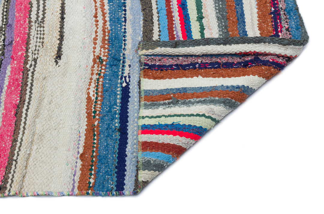 Cretan Beige Striped Wool Hand Woven Carpet 160 x 195