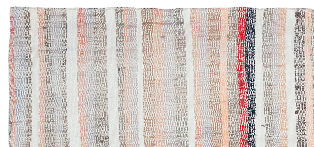 Cretan Beige Striped Wool Hand-Woven Rug 110 x 241