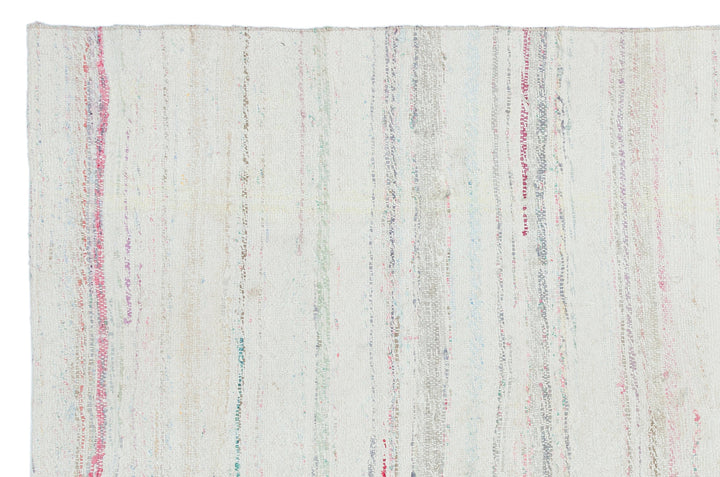 Cretan Beige Striped Wool Hand-Woven Carpet 155 x 241