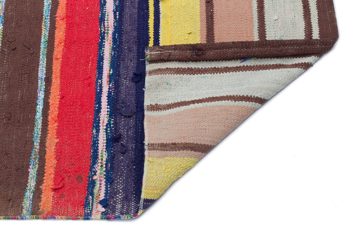 Cretan Beige Striped Wool Hand-Woven Carpet 160 x 201