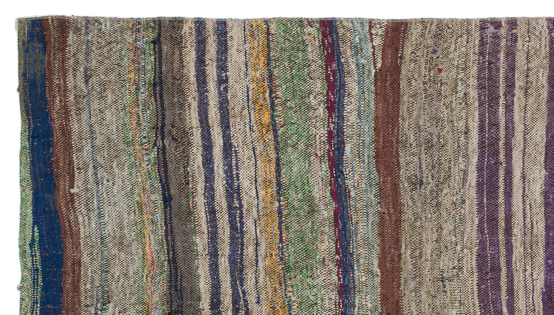 Cretan Brown Striped Wool Hand-Woven Carpet 130 x 230