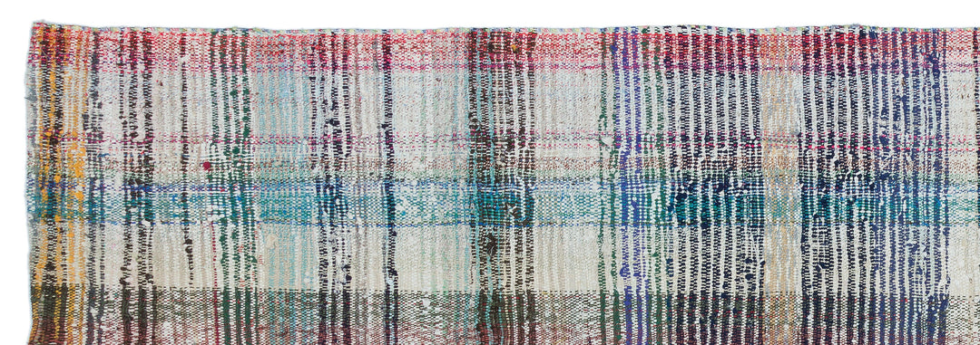 Cretan Gray Striped Wool Hand-Woven Carpet 106 x 306