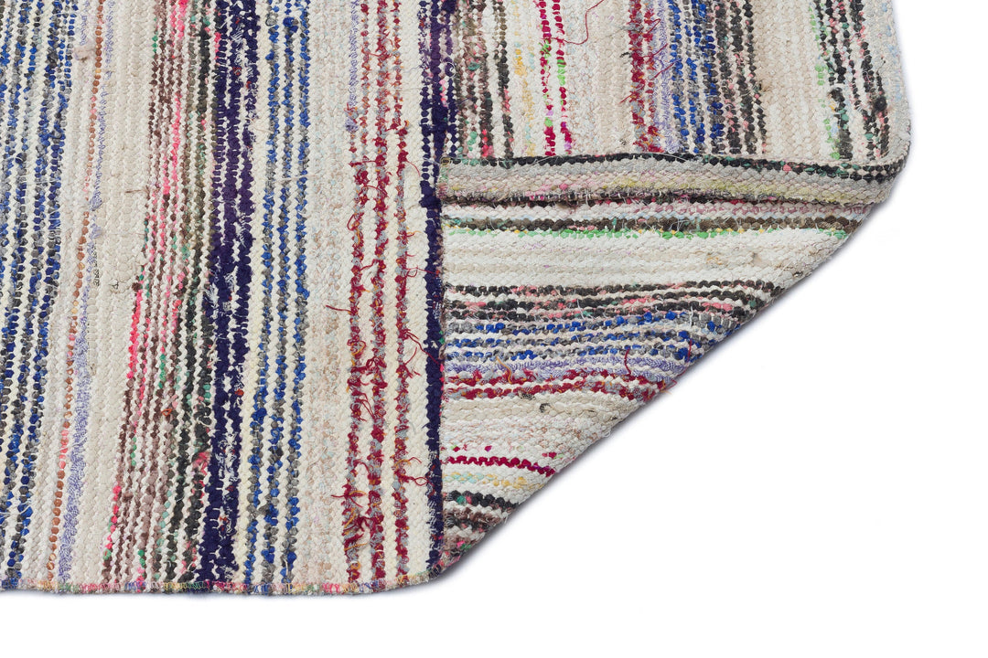 Cretan Beige Striped Wool Hand-Woven Carpet 132 x 312