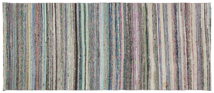 Cretan Beige Striped Wool Hand-Woven Carpet 132 x 312
