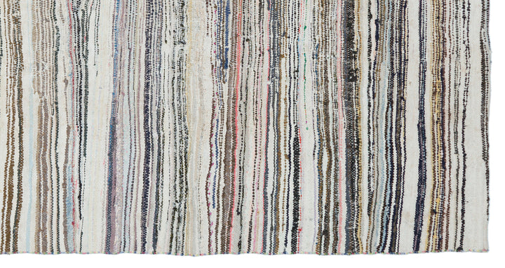 Cretan Beige Striped Wool Hand Woven Carpet 170 x 322