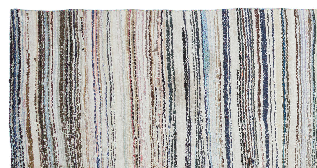 Cretan Beige Striped Wool Hand Woven Carpet 170 x 322