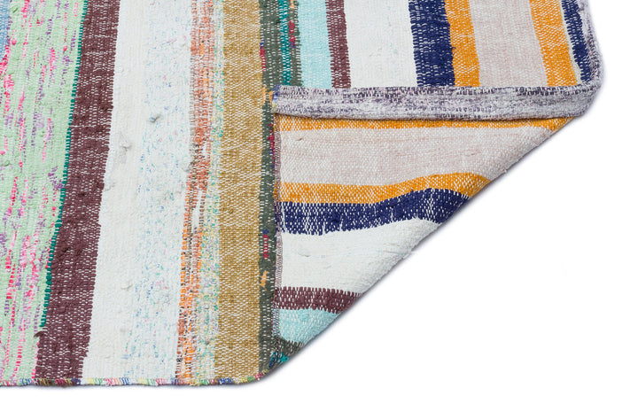 Cretan Beige Striped Wool Hand-Woven Carpet 172 x 215