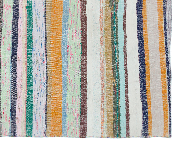 Cretan Beige Striped Wool Hand-Woven Carpet 172 x 215