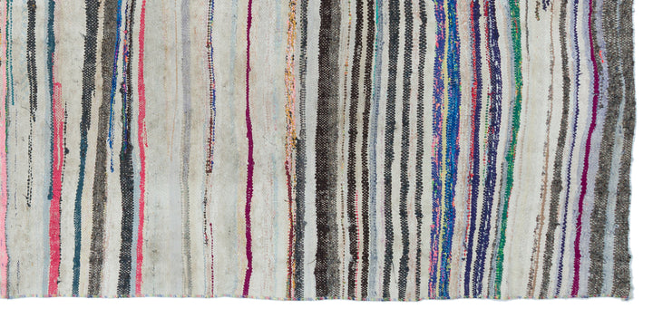 Cretan Beige Striped Wool Hand-Woven Carpet 158 x 314
