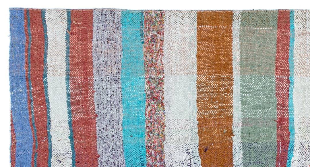 Cretan Beige Striped Wool Hand-Woven Rug 121 x 226