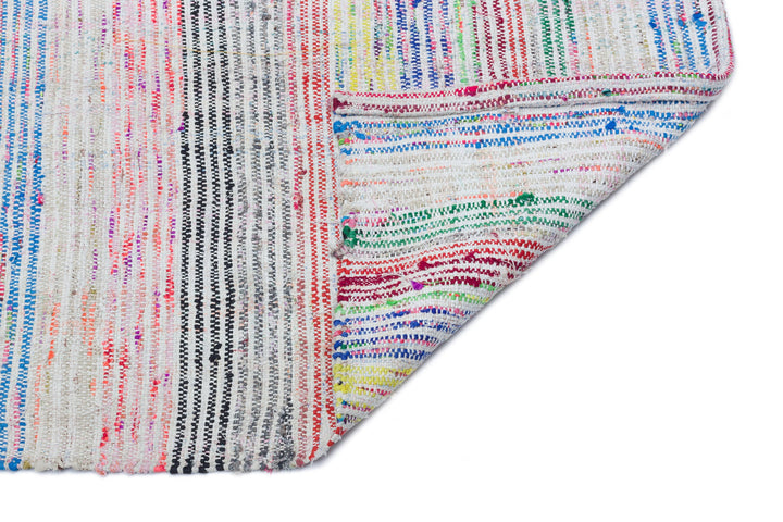 Cretan Beige Striped Wool Hand-Woven Carpet 148 x 273
