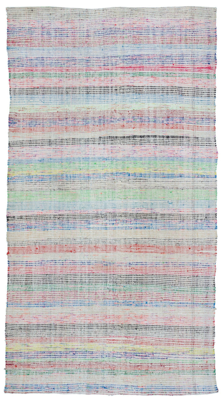 Cretan Beige Striped Wool Hand-Woven Carpet 148 x 273