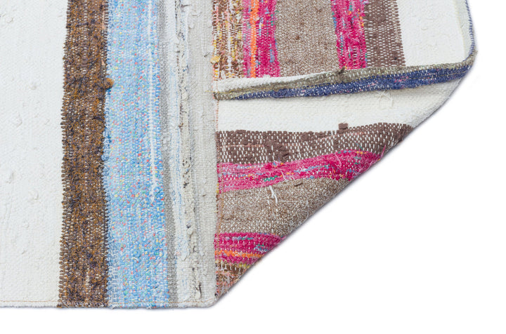 Cretan Beige Striped Wool Hand-Woven Carpet 148 x 315