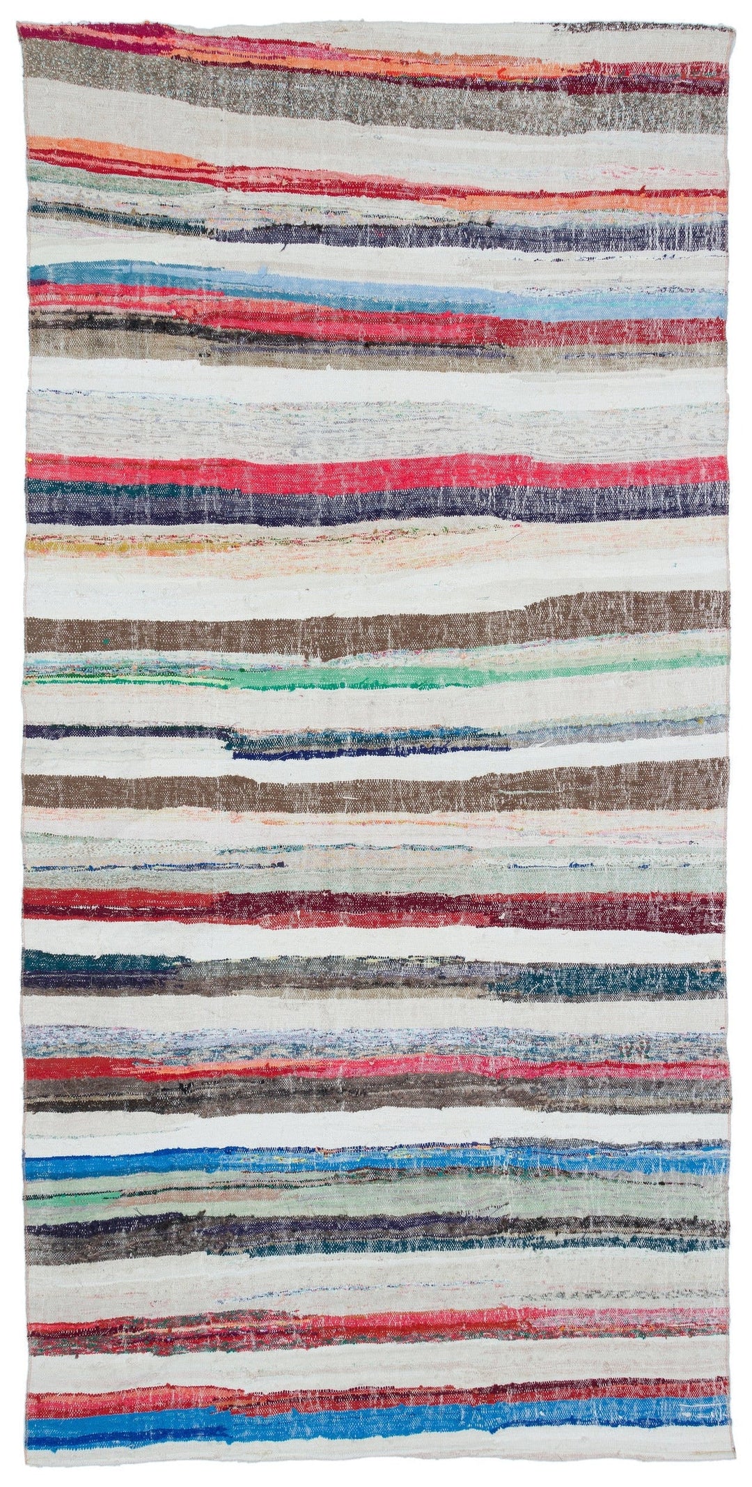 Cretan Beige Striped Wool Hand-Woven Carpet 156 x 314