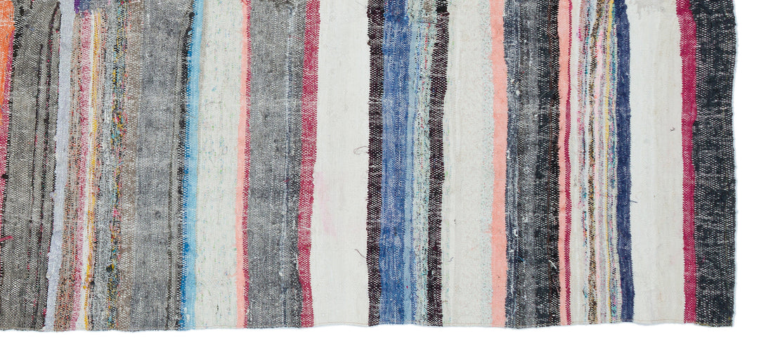 Cretan Beige Striped Wool Hand-Woven Carpet 151 x 330