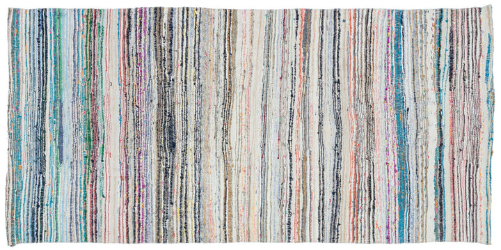 Cretan Beige Striped Wool Hand-Woven Carpet 147 x 294