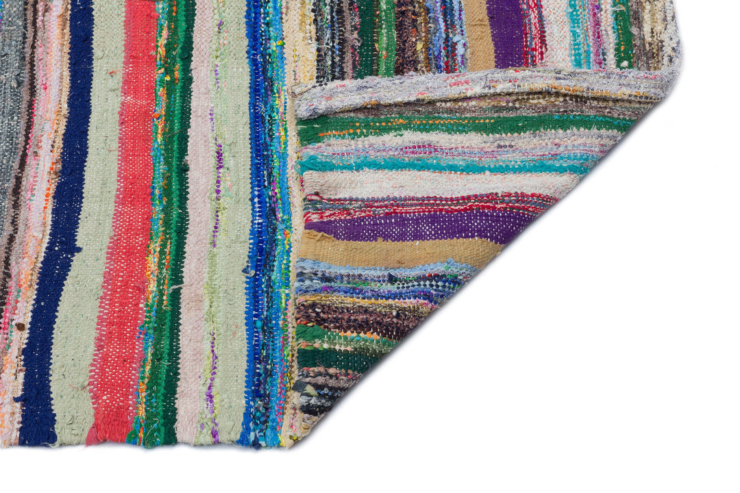 Cretan Beige Striped Wool Hand Woven Carpet 165 x 303