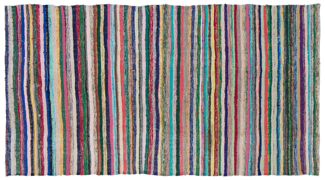 Cretan Beige Striped Wool Hand Woven Carpet 165 x 303