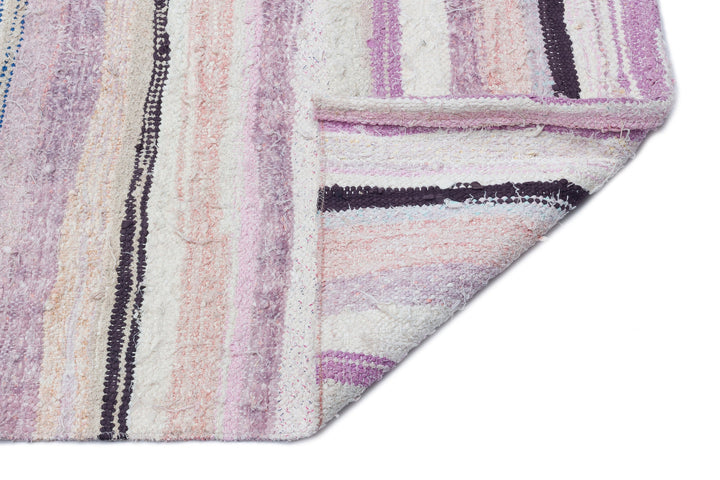 Cretan Beige Striped Wool Hand-Woven Rug 133 x 372