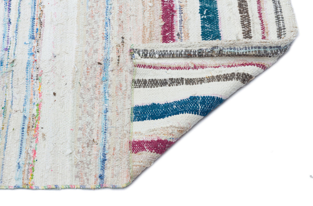 Cretan Beige Striped Wool Hand-Woven Carpet 215 x 248