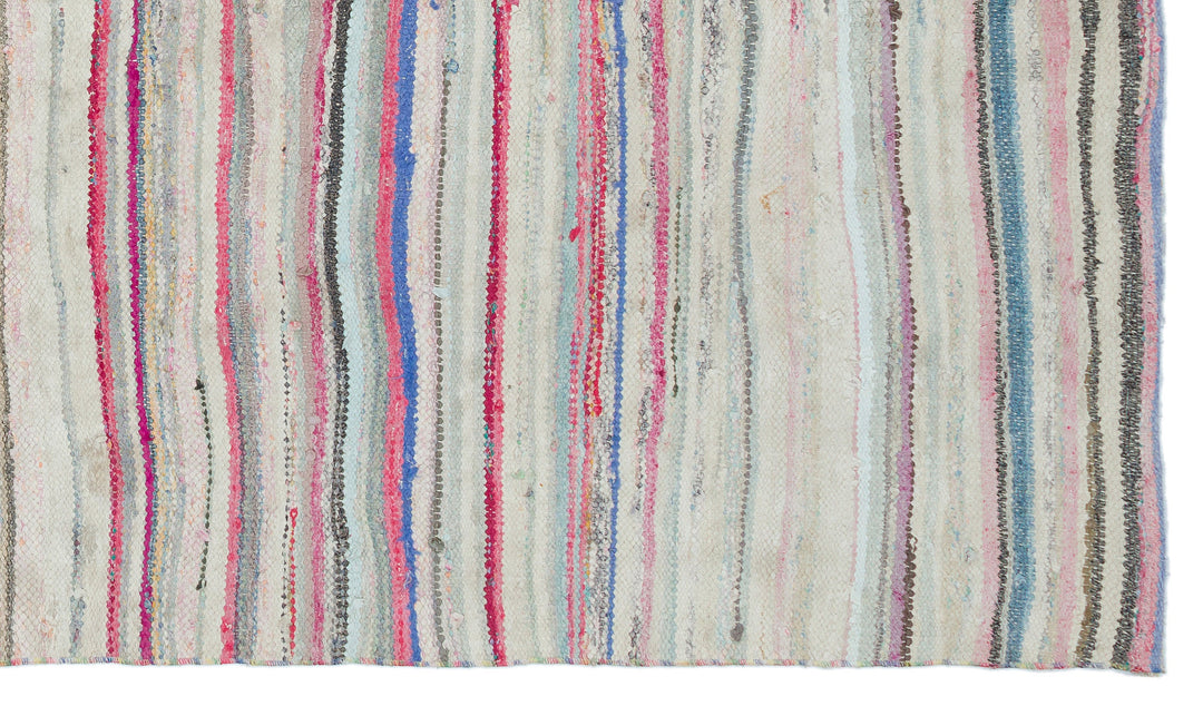 Cretan Beige Striped Wool Hand-Woven Carpet 144 x 250