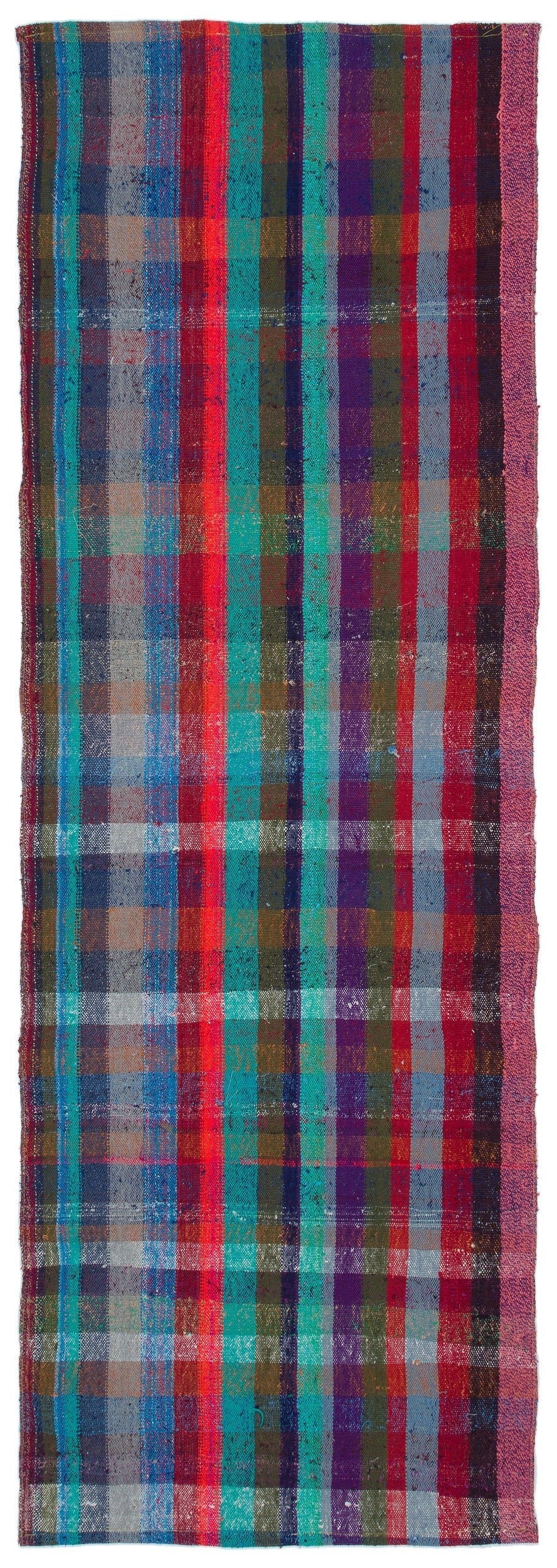 Cretan Multi Striped Wool Hand Woven Carpet 087 x 258