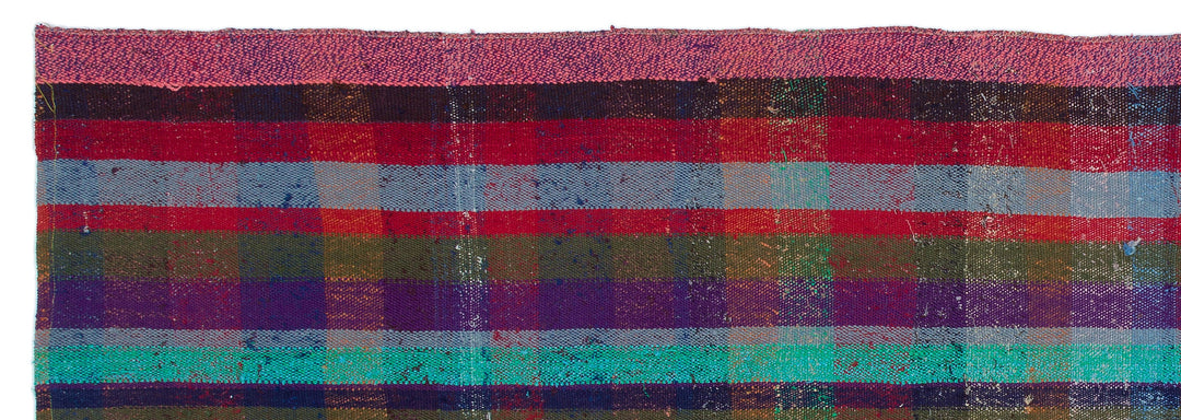 Cretan Multi Striped Wool Hand Woven Carpet 087 x 258