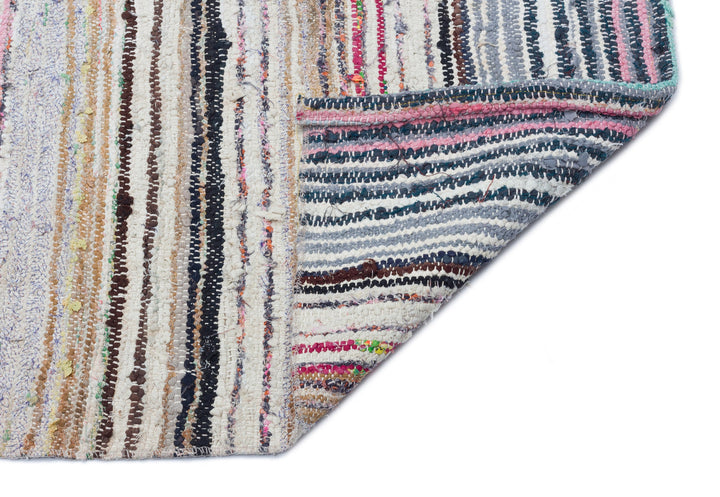 Cretan Beige Striped Wool Hand-Woven Carpet 167 x 298