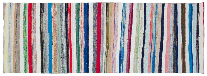 Cretan Beige Striped Wool Hand-Woven Carpet 131 x 372