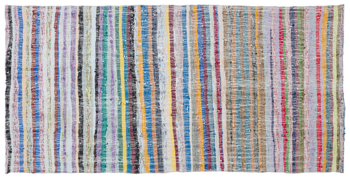 Cretan Beige Striped Wool Hand-Woven Carpet 146 x 300