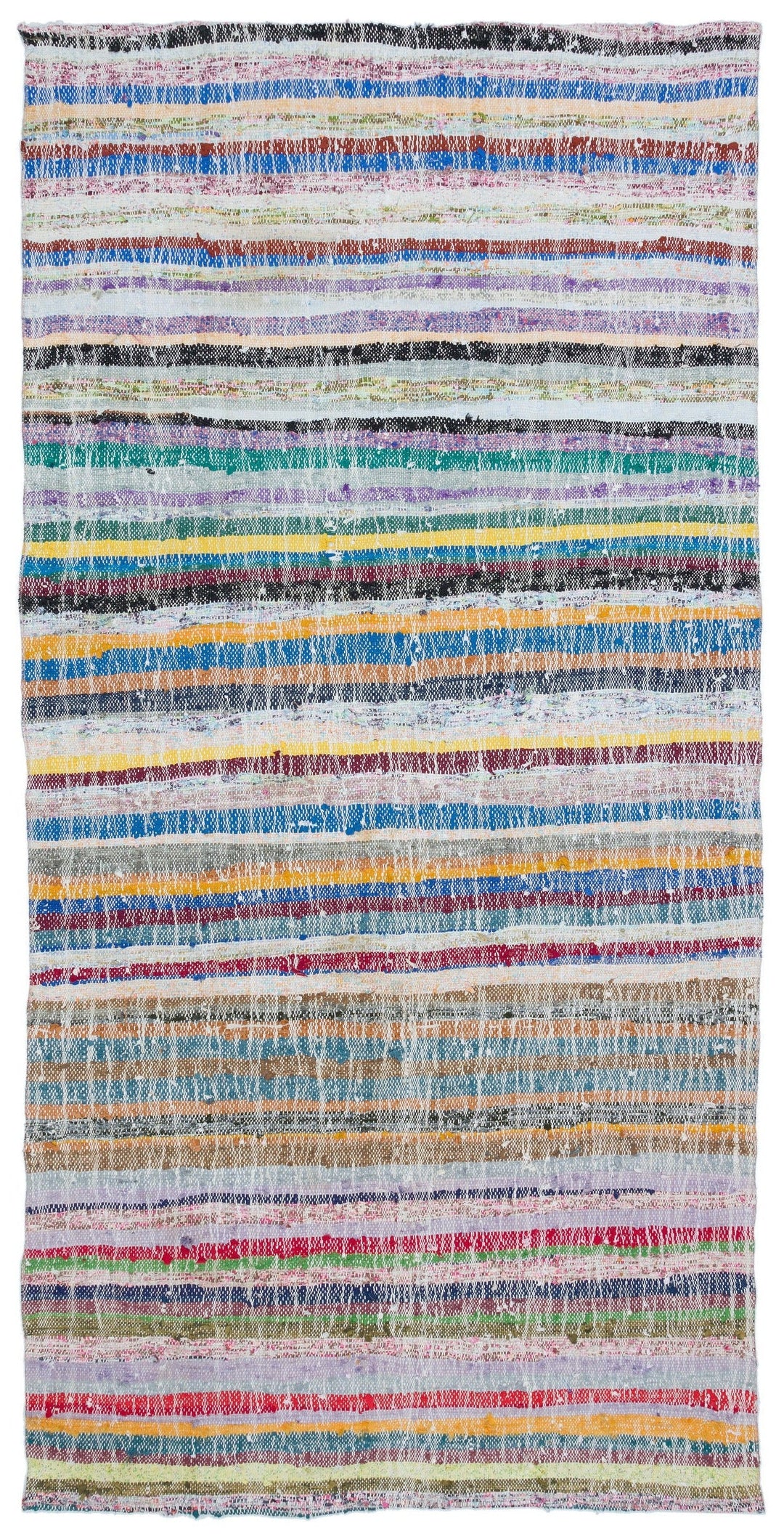 Cretan Beige Striped Wool Hand-Woven Carpet 146 x 300