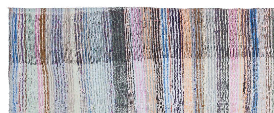 Cretan Beige Striped Wool Hand-Woven Carpet 135 x 344