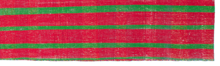 Cretan Red Striped Wool Hand-Woven Carpet 101 x 363