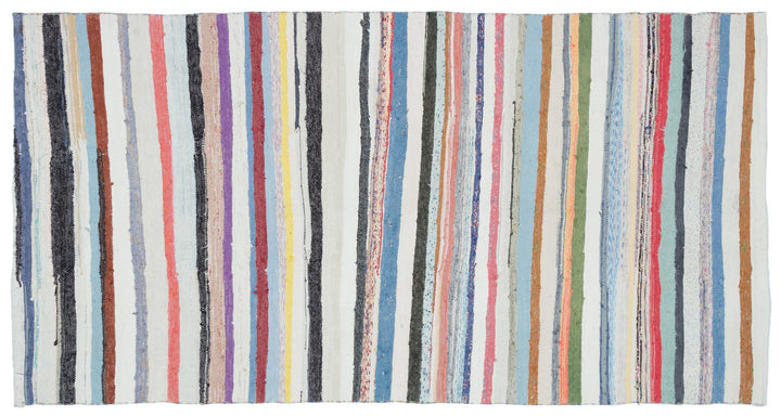 Cretan Beige Striped Wool Hand-Woven Carpet 151 x 292