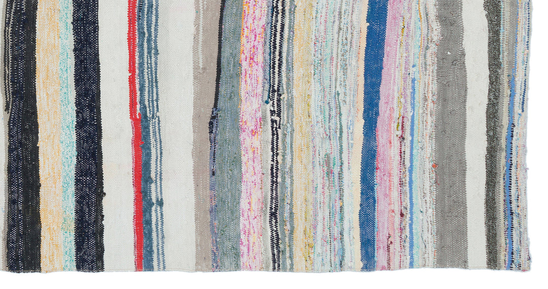Cretan Beige Striped Wool Hand-Woven Carpet 160 x 306
