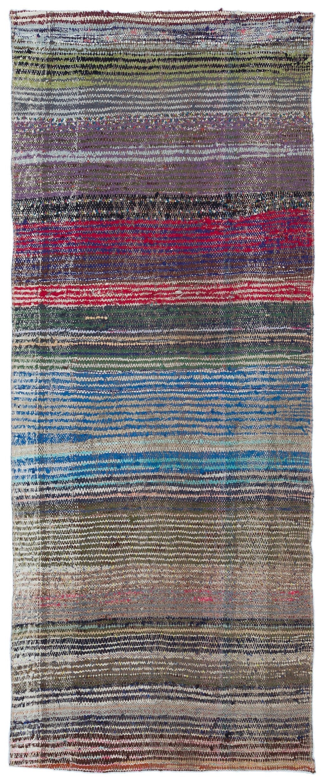Cretan Brown Striped Wool Hand-Woven Carpet 077 x 194