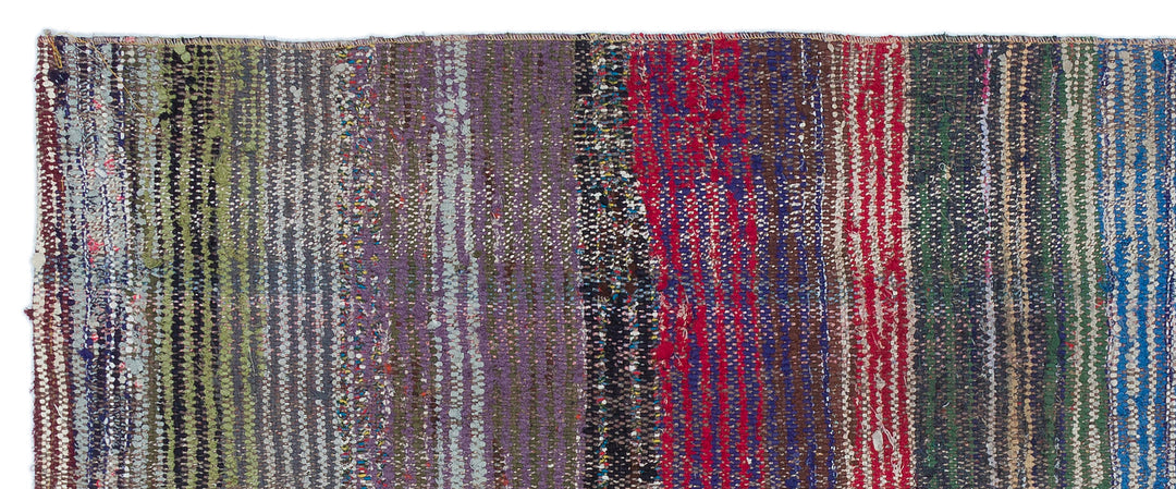 Cretan Brown Striped Wool Hand-Woven Carpet 077 x 194