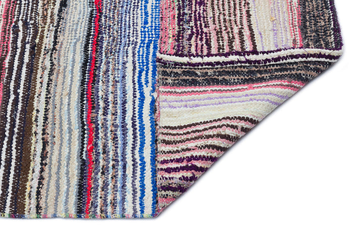 Cretan Beige Striped Wool Hand-Woven Carpet 122 x 257