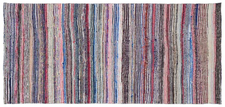Cretan Beige Striped Wool Hand-Woven Carpet 122 x 257